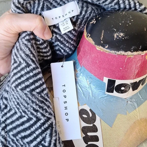 NWT Topshop herringbone textured blazer coat size 10 - Picture 10 of 14